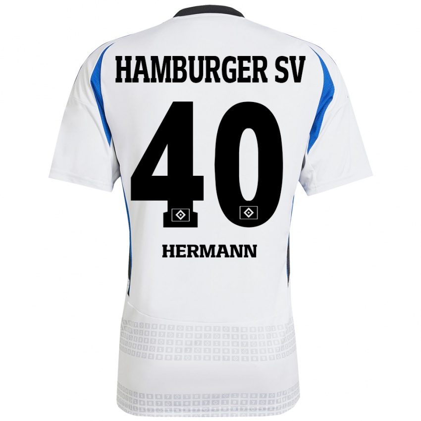 Enfant Maillot Hannes Hermann #40 Blanc Bleu Tenues Domicile 2024/25 T-Shirt Belgique