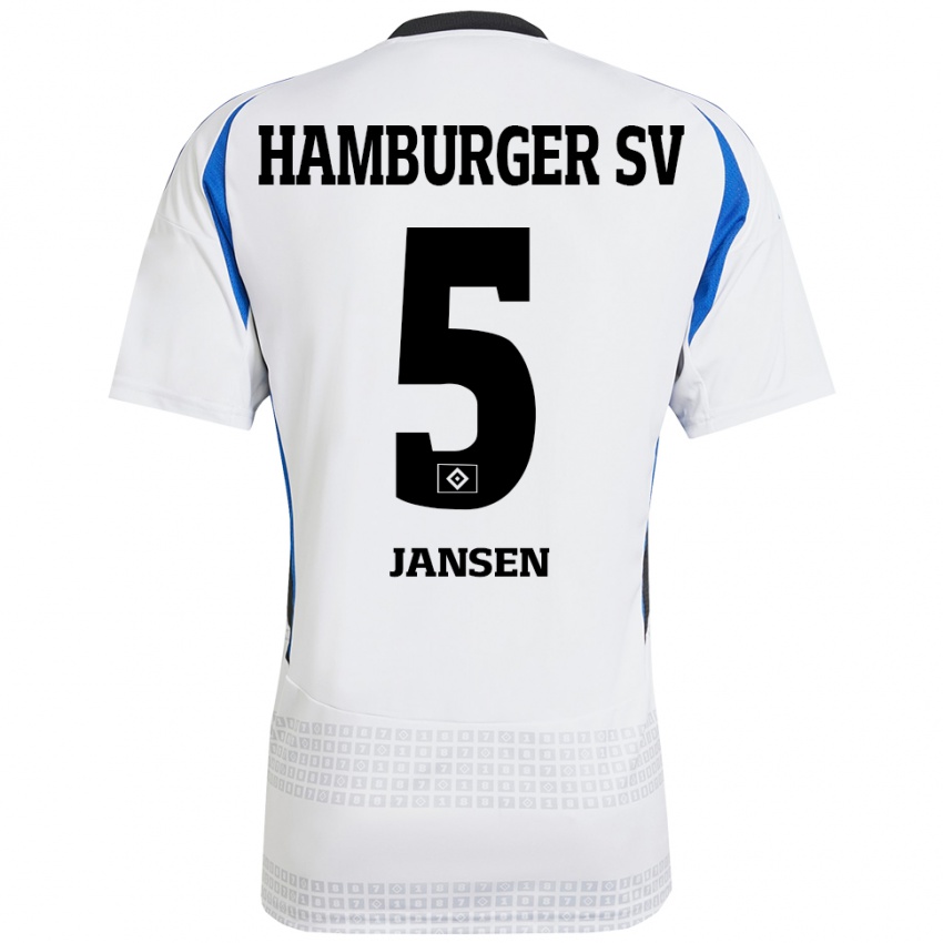 Kinderen Marcell Jansen #5 Wit Blauw Thuisshirt Thuistenue 2024/25 T-Shirt België