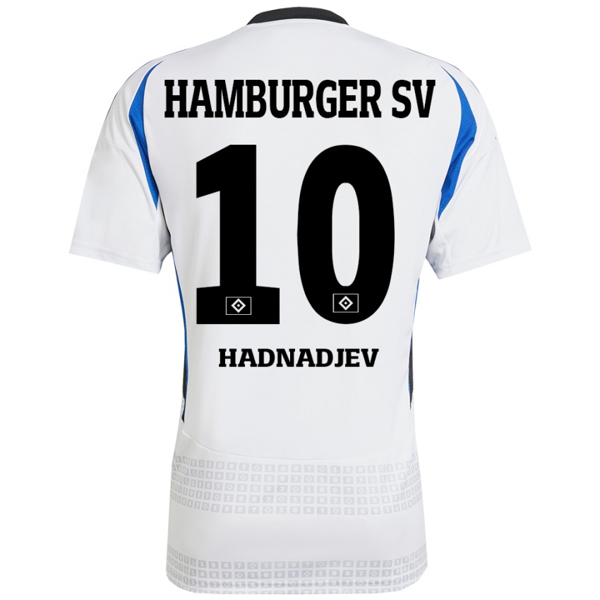 Enfant Maillot Marko Hadnadjev #10 Blanc Bleu Tenues Domicile 2024/25 T-Shirt Belgique