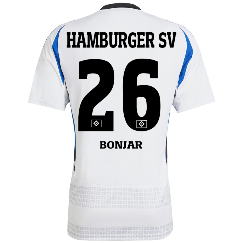 Enfant Maillot Amir Bonjar #26 Blanc Bleu Tenues Domicile 2024/25 T-Shirt Belgique