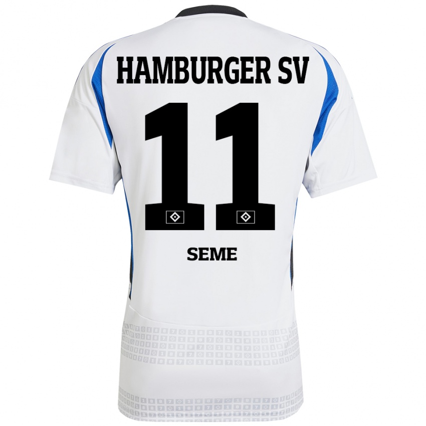 Enfant Maillot Anna-Katharina Seme #11 Blanc Bleu Tenues Domicile 2024/25 T-Shirt Belgique