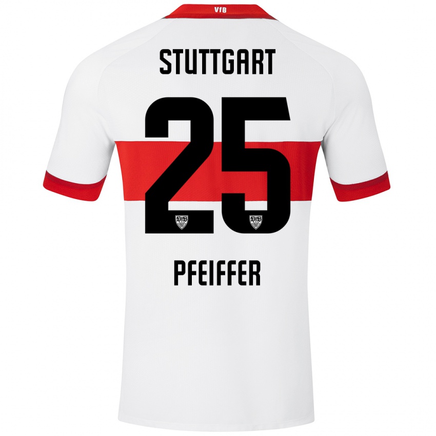 Kinderen Luca Pfeiffer #25 Wit Rood Thuisshirt Thuistenue 2024/25 T-Shirt België