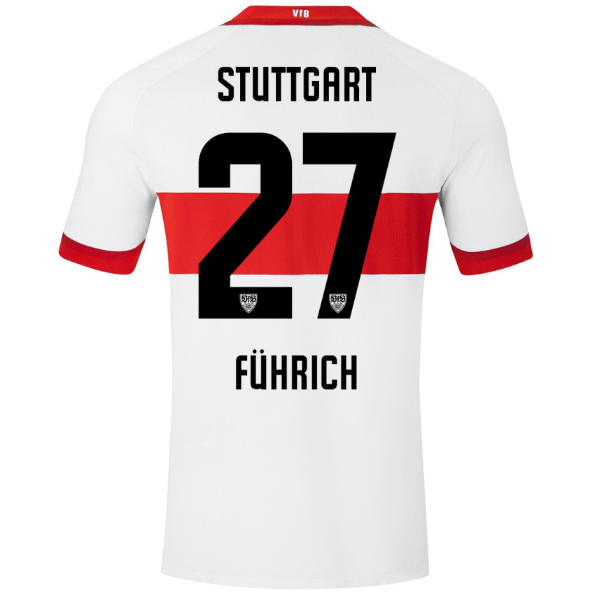 Enfant Maillot Chris Führich #27 Blanc Rouge Tenues Domicile 2024/25 T-Shirt Belgique