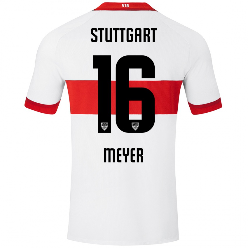 Kinderen Jordan Meyer #16 Wit Rood Thuisshirt Thuistenue 2024/25 T-Shirt België