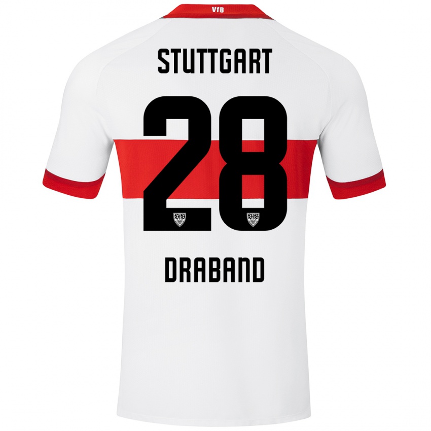 Kinderen Dominik Draband #28 Wit Rood Thuisshirt Thuistenue 2024/25 T-Shirt België