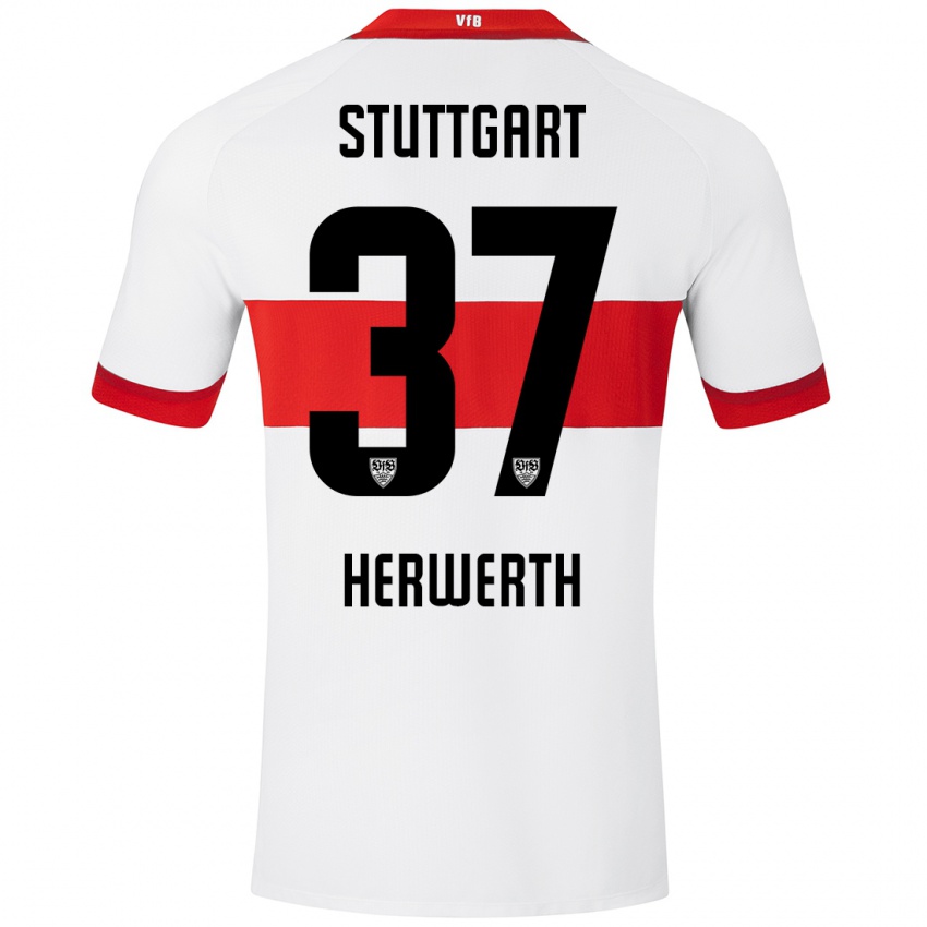 Kinderen Maximilian Herwerth #37 Wit Rood Thuisshirt Thuistenue 2024/25 T-Shirt België