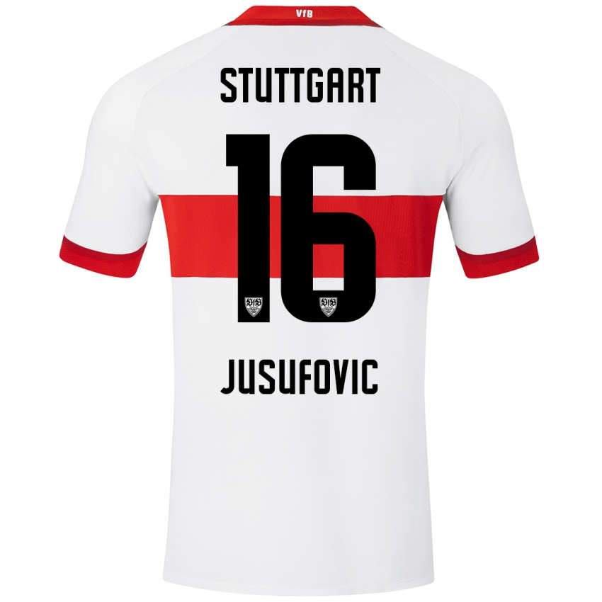 Kinderen Farah Jusufović #16 Wit Rood Thuisshirt Thuistenue 2024/25 T-Shirt België