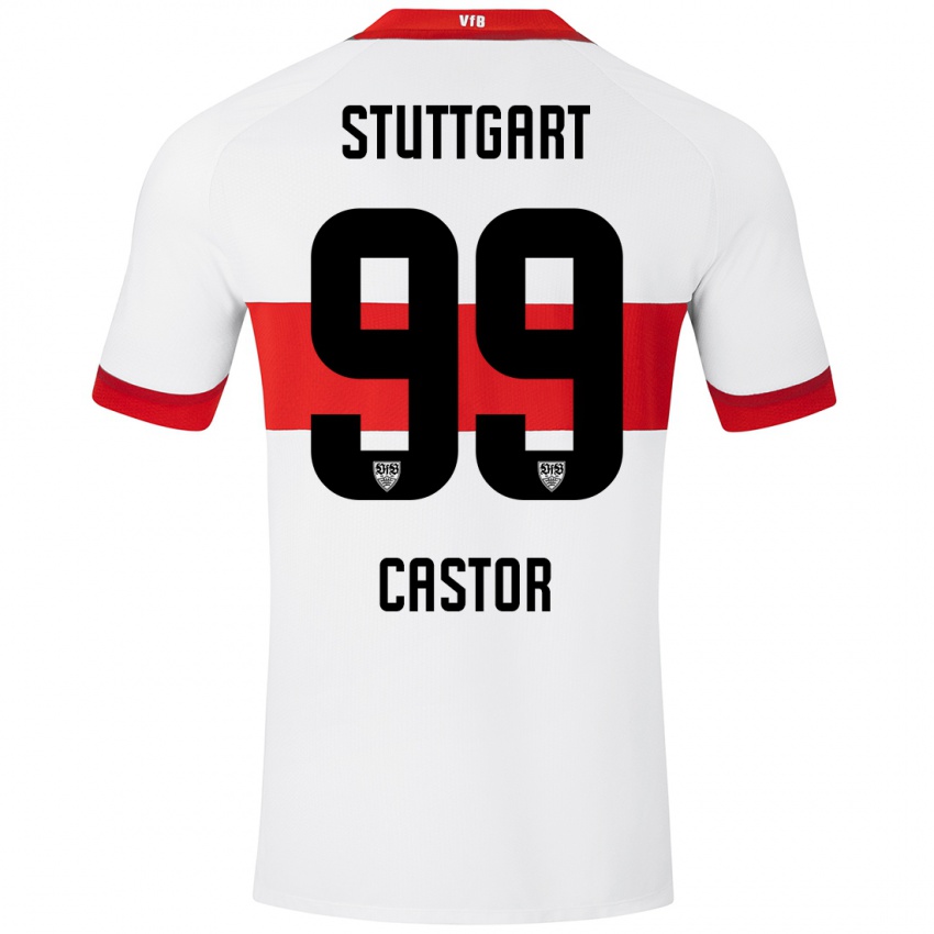 Kinderen Gillian Castor #99 Wit Rood Thuisshirt Thuistenue 2024/25 T-Shirt België