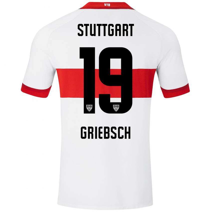 Kinderen Lukas Griebsch #19 Wit Rood Thuisshirt Thuistenue 2024/25 T-Shirt België