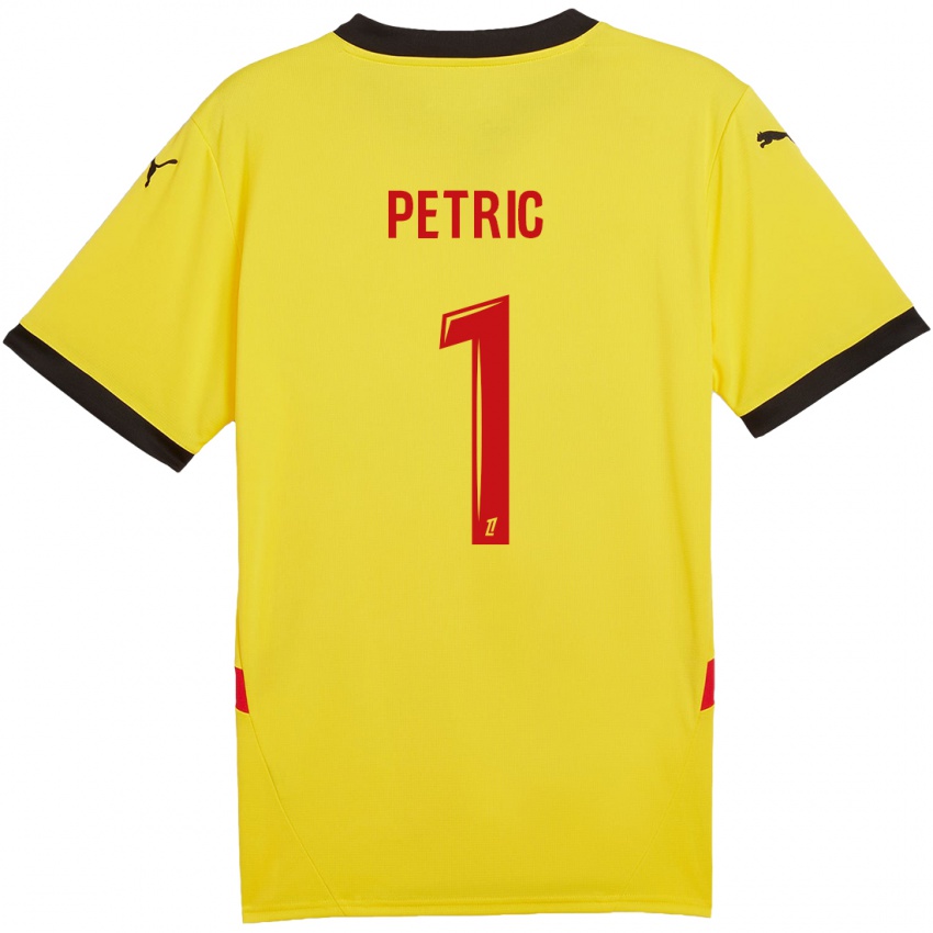 Enfant Maillot Denis Petric #1 Jaune Rouge Tenues Domicile 2024/25 T-Shirt Belgique