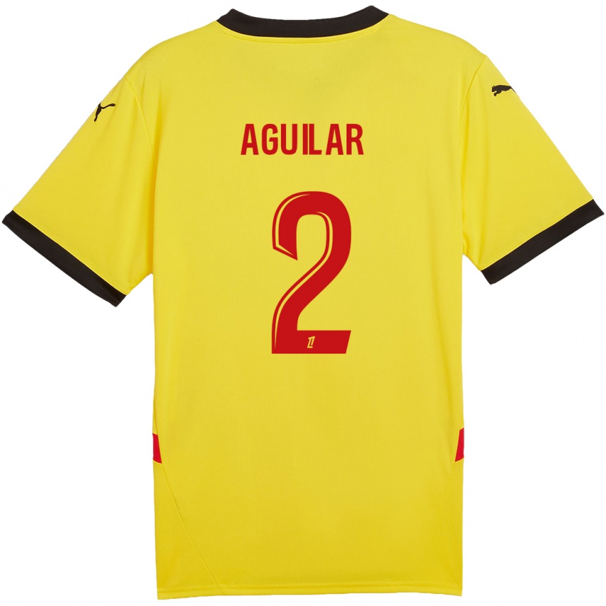 Enfant Maillot Ruben Aguilar #2 Jaune Rouge Tenues Domicile 2024/25 T-Shirt Belgique