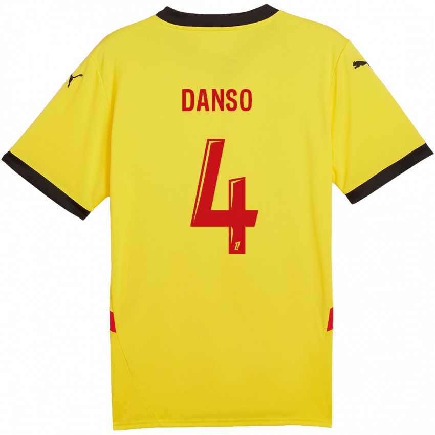 Enfant Maillot Kevin Danso #4 Jaune Rouge Tenues Domicile 2024/25 T-Shirt Belgique