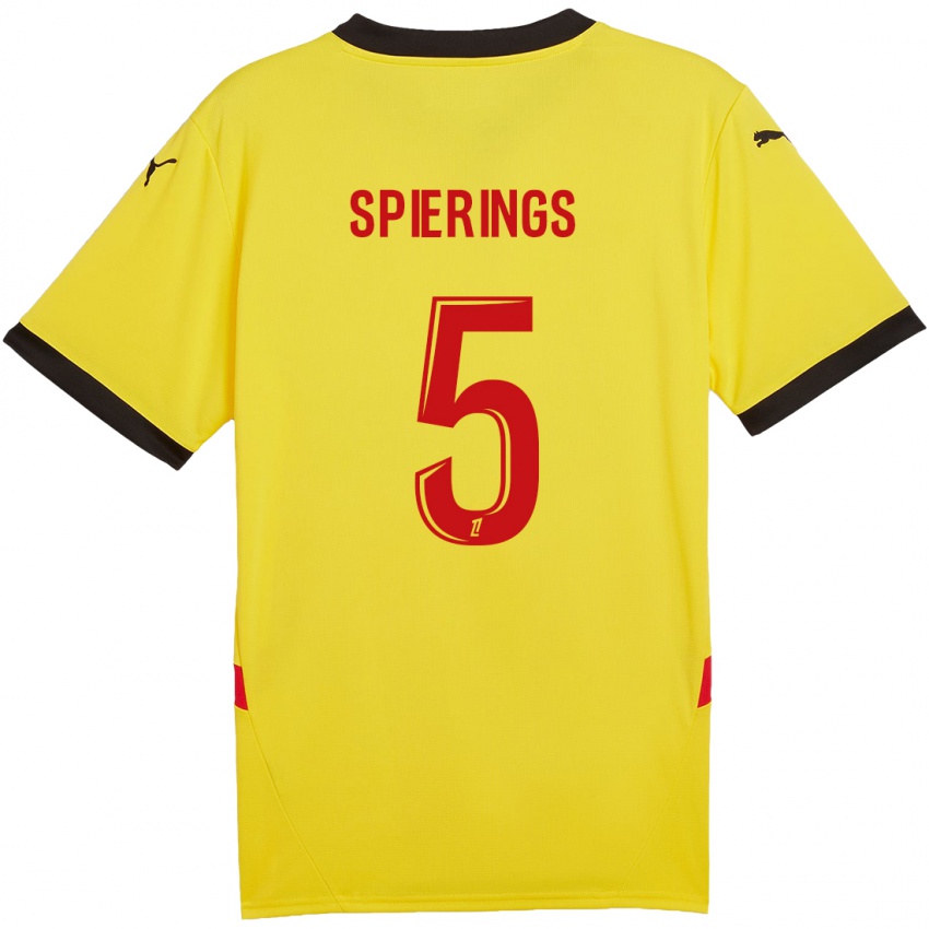 Enfant Maillot Stijn Spierings #5 Jaune Rouge Tenues Domicile 2024/25 T-Shirt Belgique