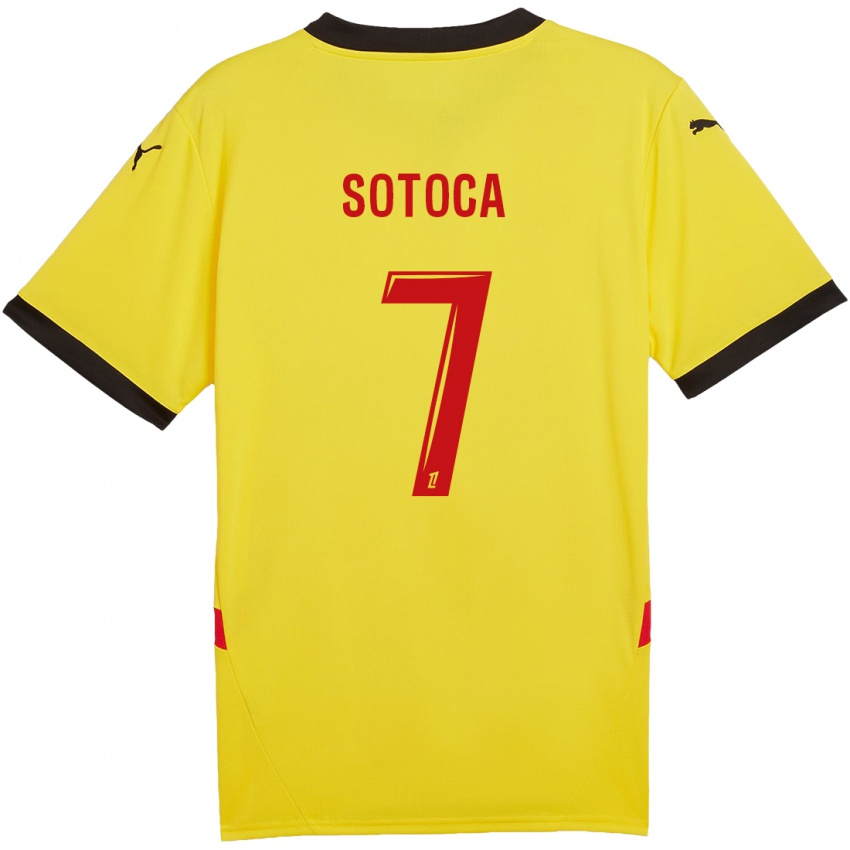 Enfant Maillot Florian Sotoca #7 Jaune Rouge Tenues Domicile 2024/25 T-Shirt Belgique