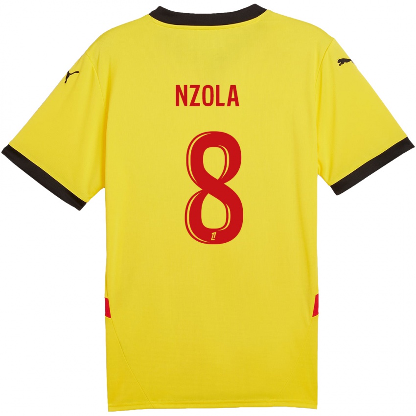 Enfant Maillot M'bala Nzola #8 Jaune Rouge Tenues Domicile 2024/25 T-Shirt Belgique