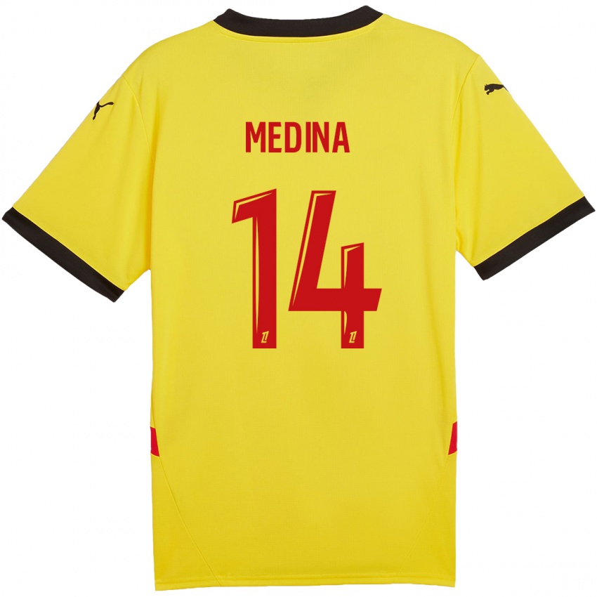 Kinderen Facundo Medina #14 Geel Rood Thuisshirt Thuistenue 2024/25 T-Shirt België