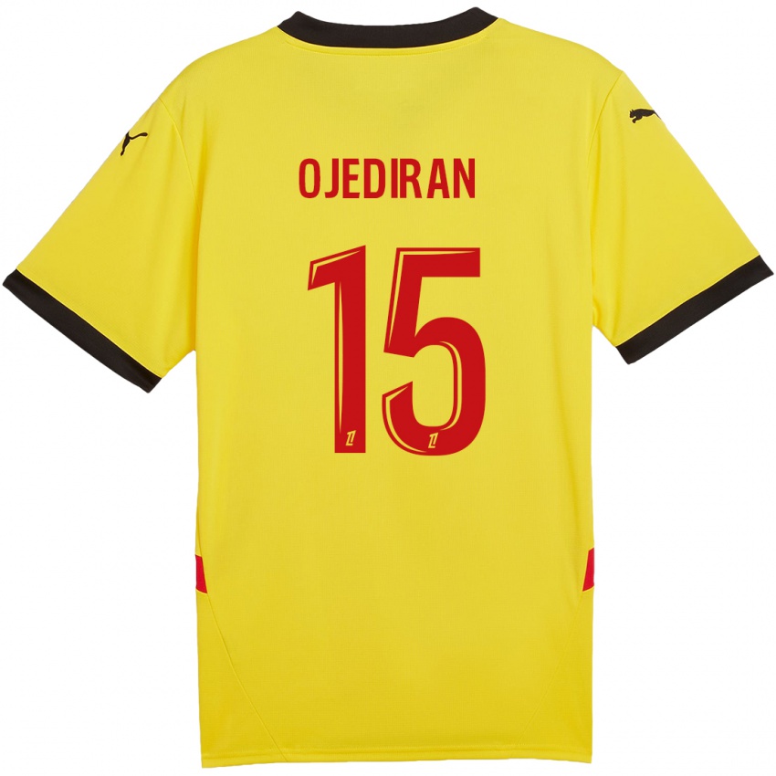 Enfant Maillot Hamzat Ojediran #15 Jaune Rouge Tenues Domicile 2024/25 T-Shirt Belgique