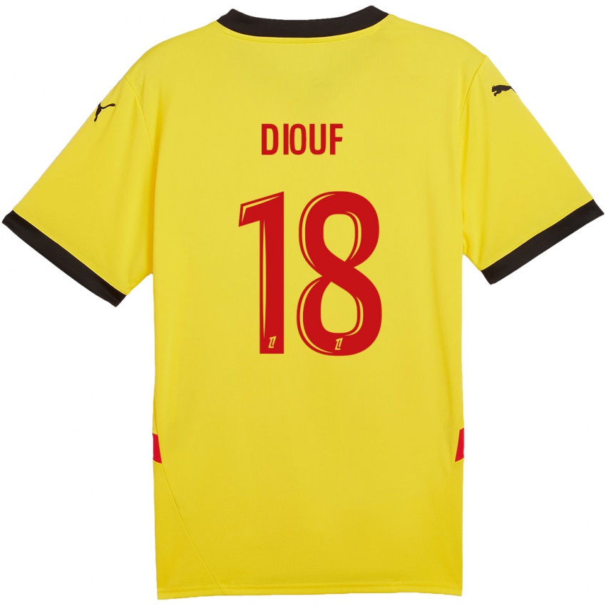 Enfant Maillot Andy Diouf #18 Jaune Rouge Tenues Domicile 2024/25 T-Shirt Belgique