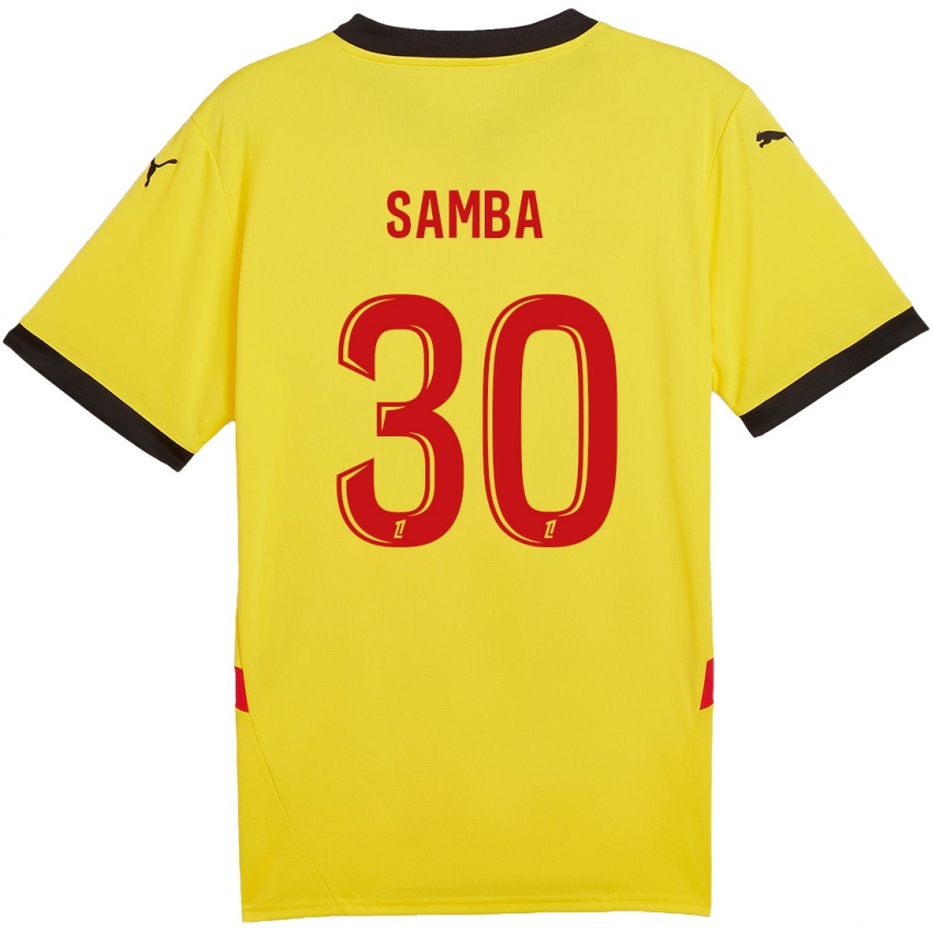 Enfant Maillot Brice Samba #30 Jaune Rouge Tenues Domicile 2024/25 T-Shirt Belgique