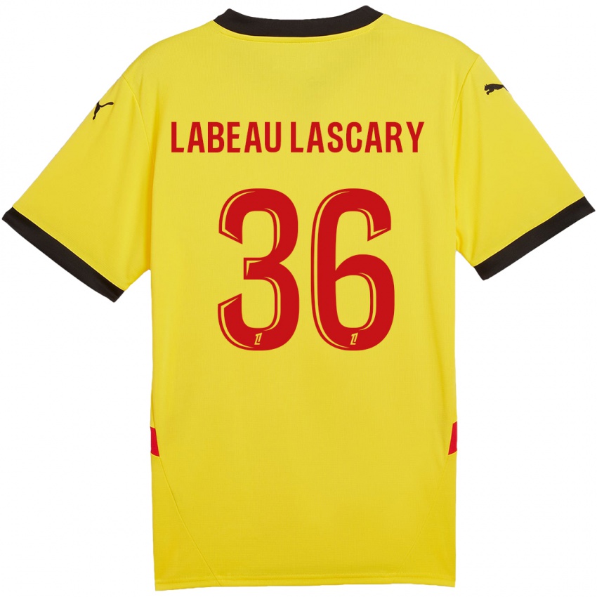 Enfant Maillot Rémy Labeau Lascary #36 Jaune Rouge Tenues Domicile 2024/25 T-Shirt Belgique