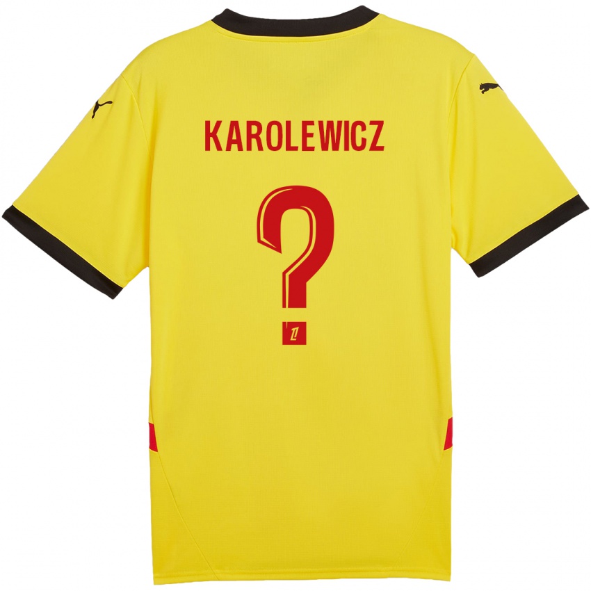 Enfant Maillot Roman Karolewicz #0 Jaune Rouge Tenues Domicile 2024/25 T-Shirt Belgique