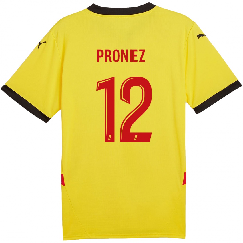 Enfant Maillot Fany Proniez #12 Jaune Rouge Tenues Domicile 2024/25 T-Shirt Belgique