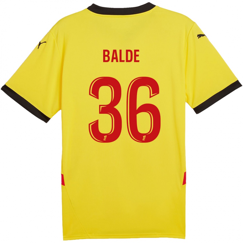 Enfant Maillot Ibrahima Baldé #36 Jaune Rouge Tenues Domicile 2024/25 T-Shirt Belgique