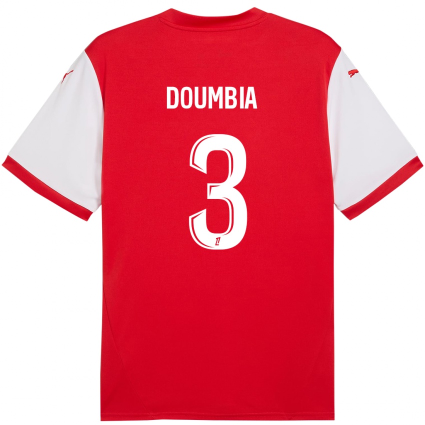 Enfant Maillot Kamory Doumbia #3 Rouge Blanc Tenues Domicile 2024/25 T-Shirt Belgique