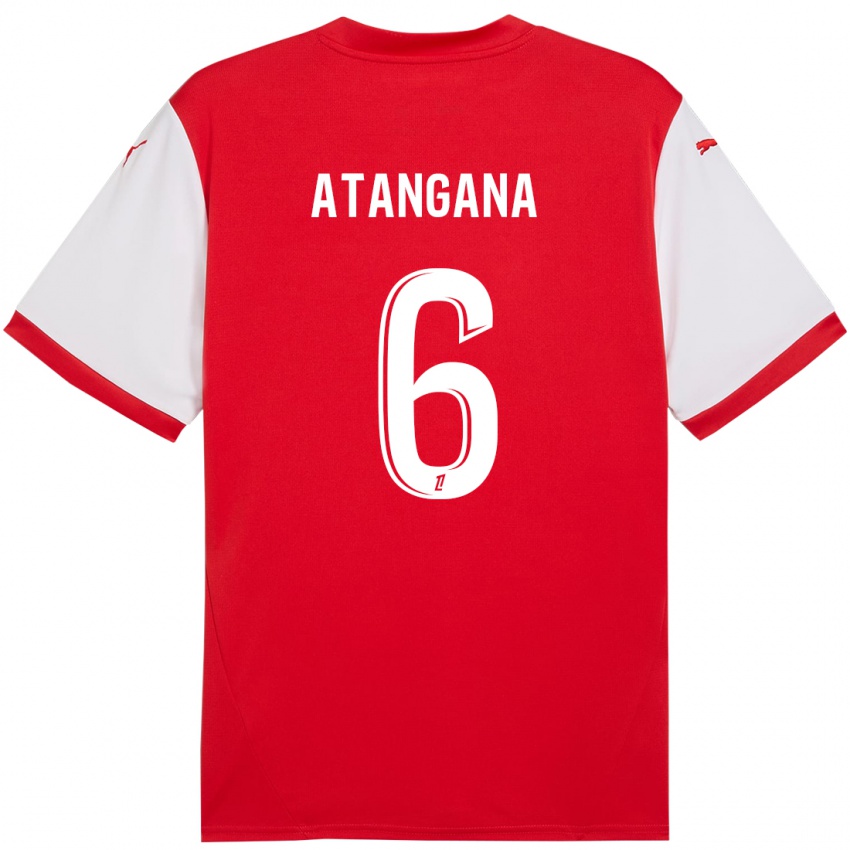 Enfant Maillot Valentin Atangana Edoa #6 Rouge Blanc Tenues Domicile 2024/25 T-Shirt Belgique