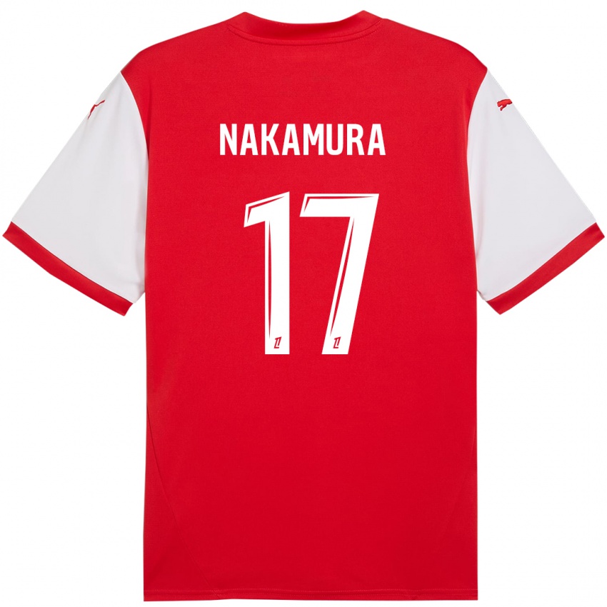 Enfant Maillot Keito Nakamura #17 Rouge Blanc Tenues Domicile 2024/25 T-Shirt Belgique