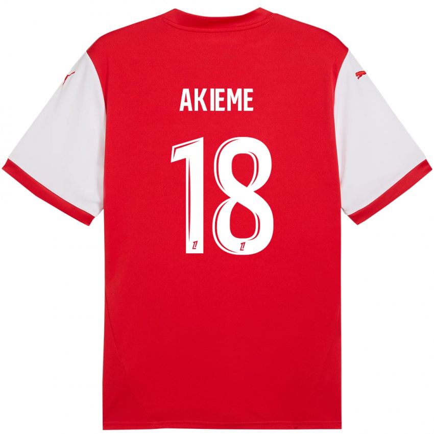 Enfant Maillot Sergio Akieme #18 Rouge Blanc Tenues Domicile 2024/25 T-Shirt Belgique