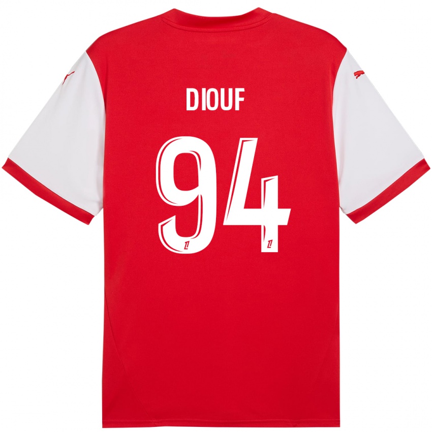 Enfant Maillot Yehvann Diouf #94 Rouge Blanc Tenues Domicile 2024/25 T-Shirt Belgique