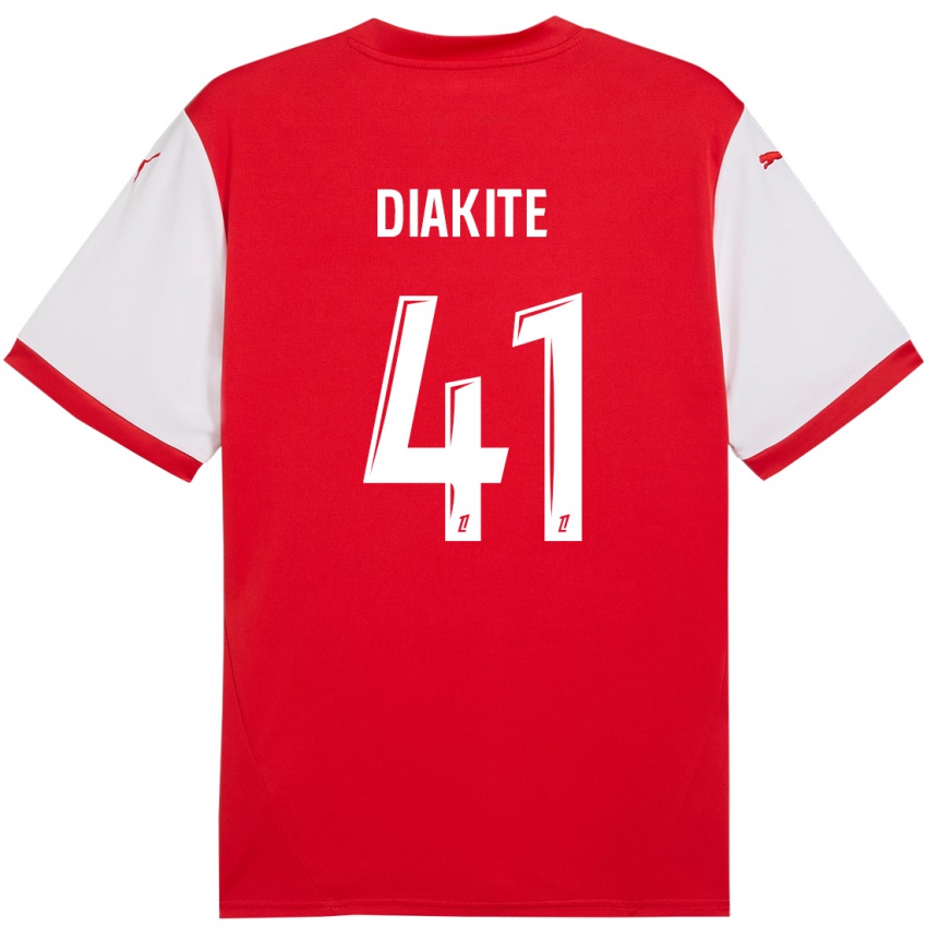 Enfant Maillot Ibrahim Diakité #41 Rouge Blanc Tenues Domicile 2024/25 T-Shirt Belgique