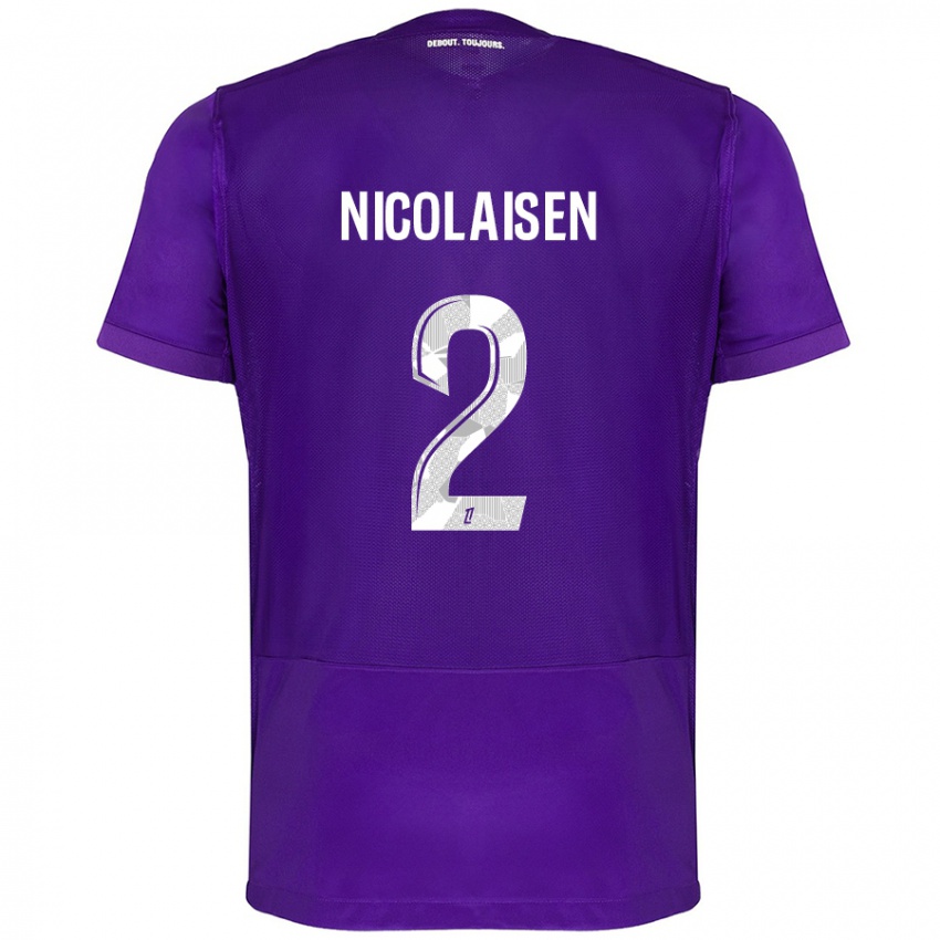 Kinder Rasmus Nicolaisen #2 Violett Weiß Heimtrikot Trikot 2024/25 T-Shirt Belgien