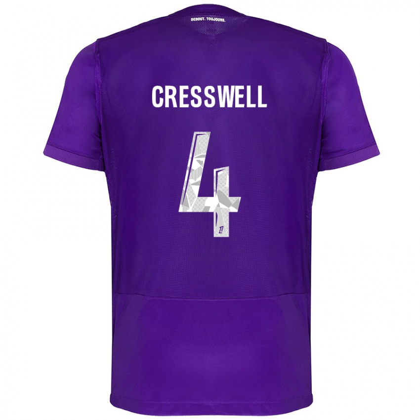 Kinderen Charlie Cresswell #4 Paars Wit Thuisshirt Thuistenue 2024/25 T-Shirt België