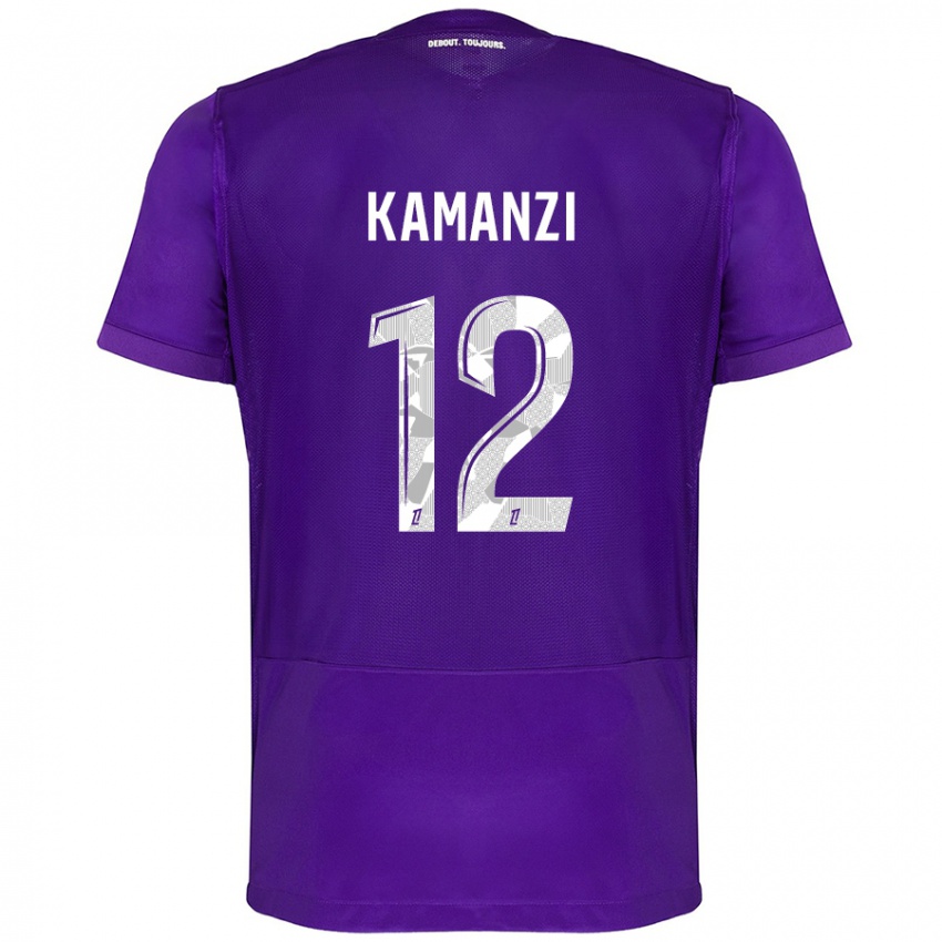 Kinder Warren Kamanzi #12 Violett Weiß Heimtrikot Trikot 2024/25 T-Shirt Belgien