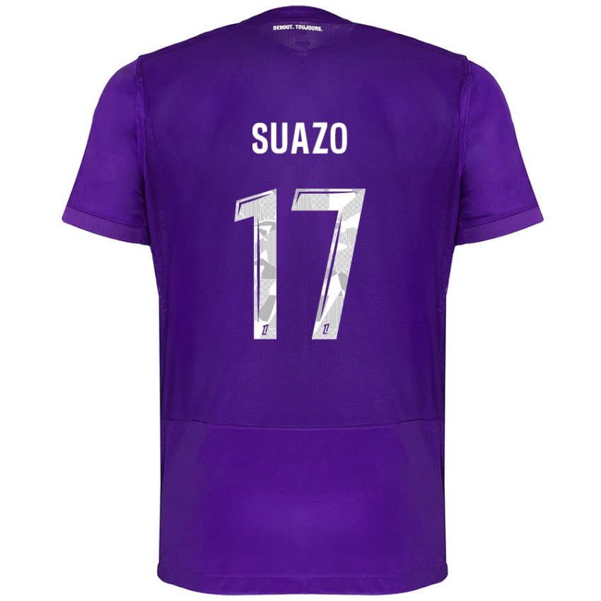 Kinder Gabriel Suazo #17 Violett Weiß Heimtrikot Trikot 2024/25 T-Shirt Belgien