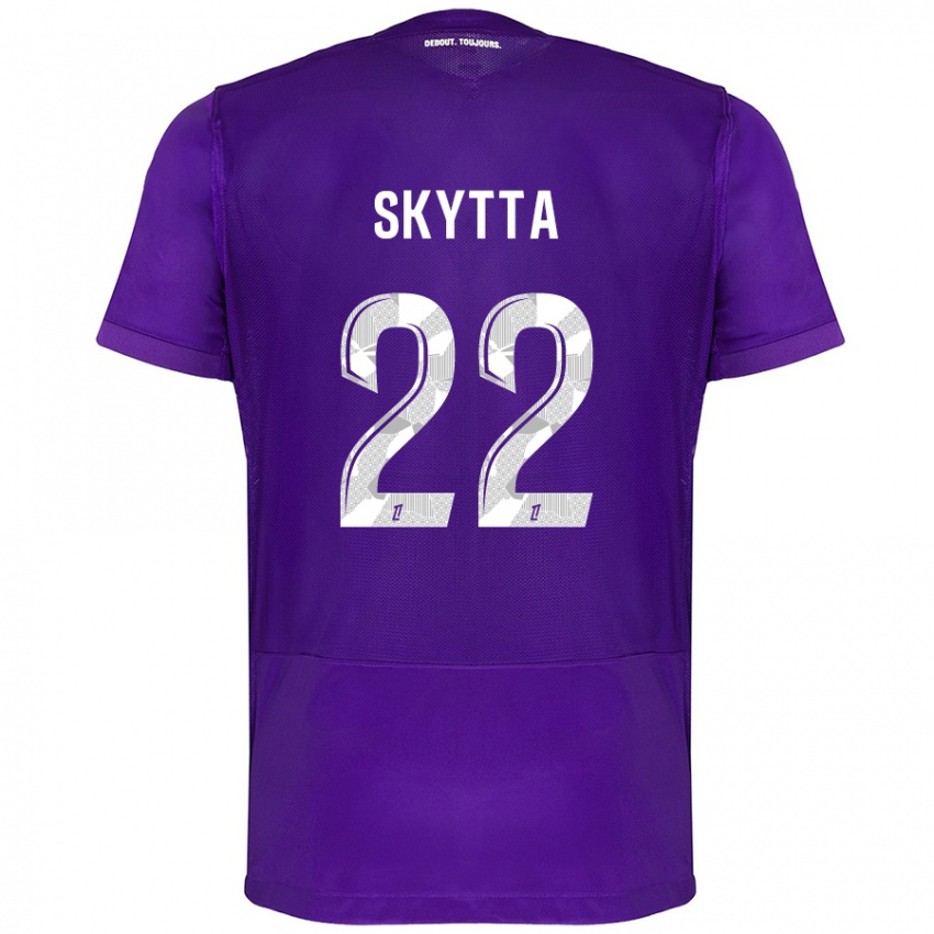 Kinderen Naatan Skyttä #22 Paars Wit Thuisshirt Thuistenue 2024/25 T-Shirt België