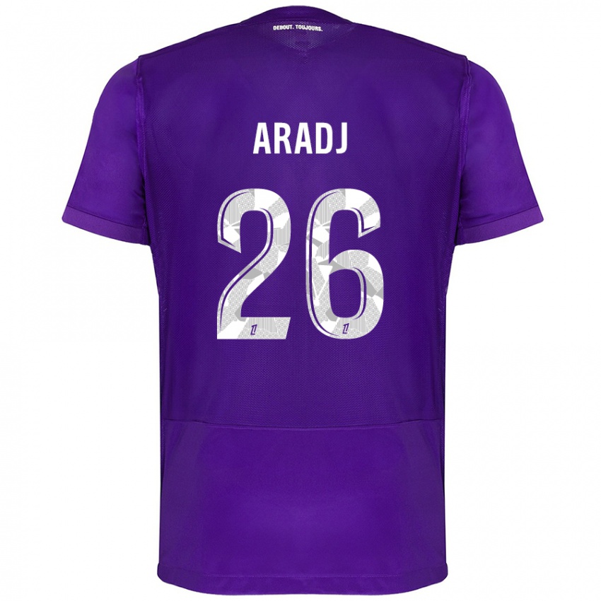 Kinder Ylies Aradj #26 Violett Weiß Heimtrikot Trikot 2024/25 T-Shirt Belgien