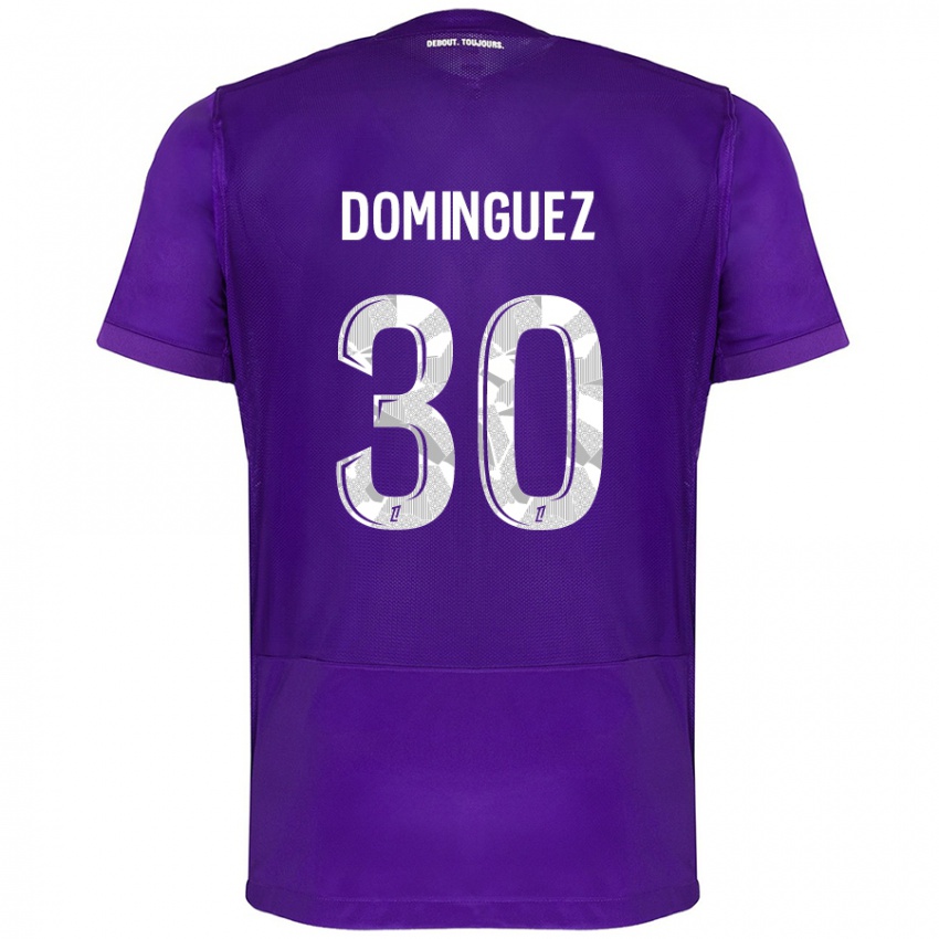 Kinder Álex Domínguez #30 Violett Weiß Heimtrikot Trikot 2024/25 T-Shirt Belgien