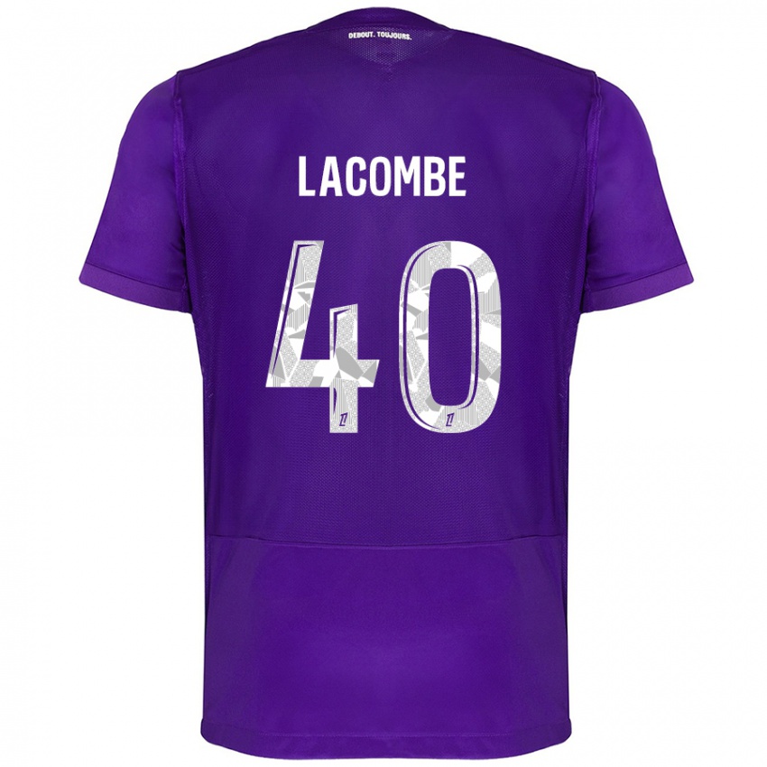 Kinder Justin Lacombe #40 Violett Weiß Heimtrikot Trikot 2024/25 T-Shirt Belgien