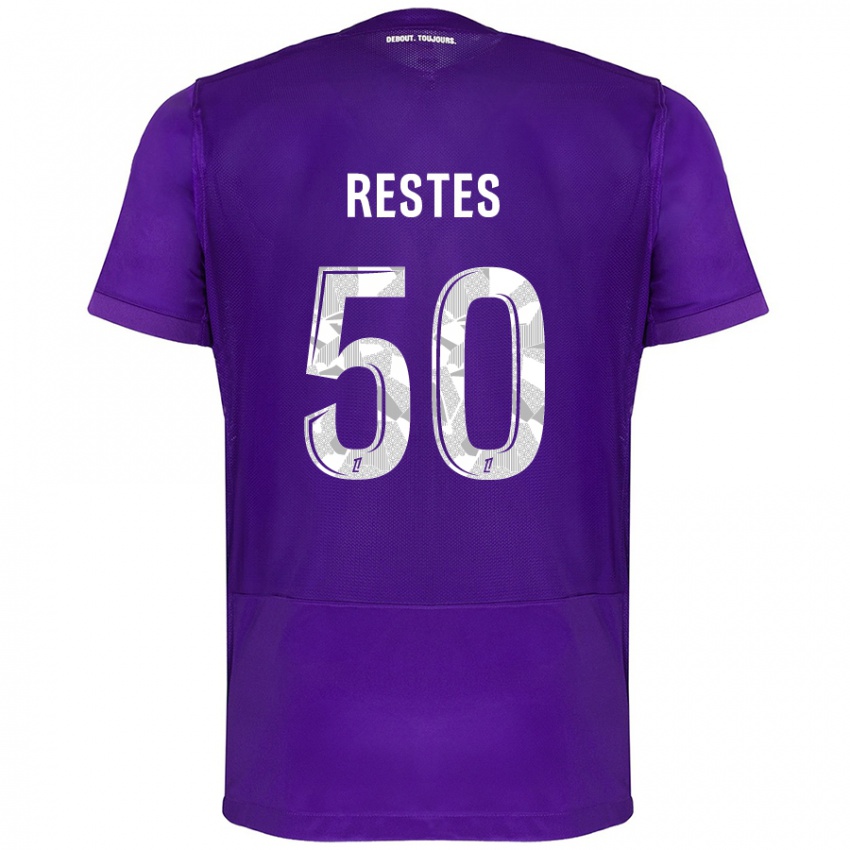 Kinderen Guillaume Restes #50 Paars Wit Thuisshirt Thuistenue 2024/25 T-Shirt België