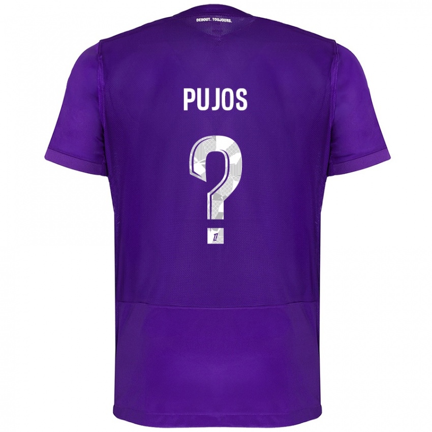 Kinderen Clément Pujos #0 Paars Wit Thuisshirt Thuistenue 2024/25 T-Shirt België