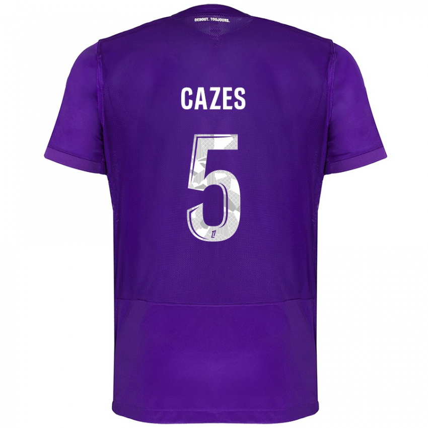 Kinderen Manon Cazes #5 Paars Wit Thuisshirt Thuistenue 2024/25 T-Shirt België