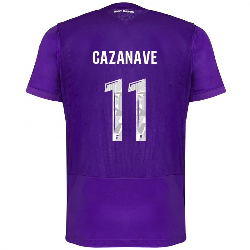 Kinderen Julie Cazanave #11 Paars Wit Thuisshirt Thuistenue 2024/25 T-Shirt België