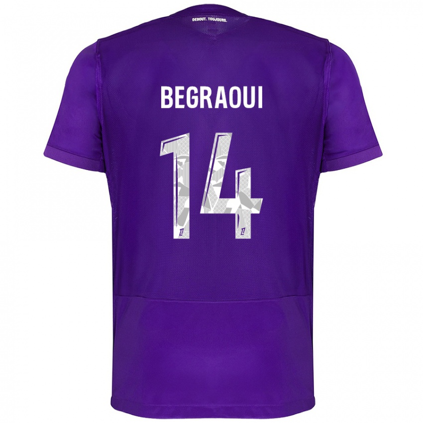 Kinder Yanis Begraoui #14 Violett Weiß Heimtrikot Trikot 2024/25 T-Shirt Belgien