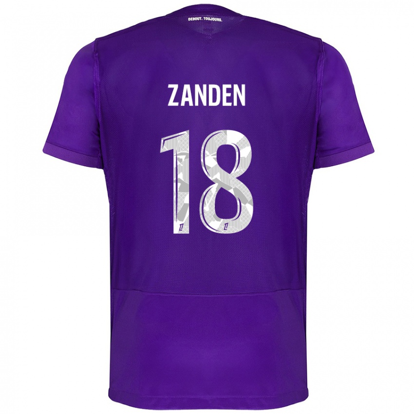 Kinder Oliver Zandén #18 Violett Weiß Heimtrikot Trikot 2024/25 T-Shirt Belgien