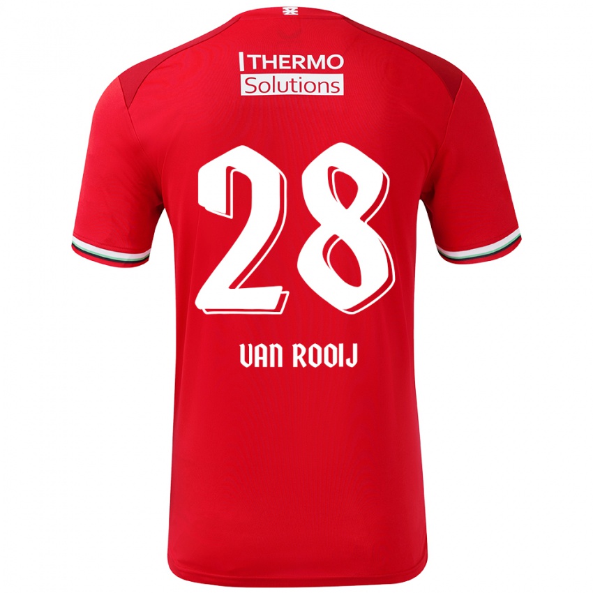 Kinderen Bart Van Rooij #28 Rood Wit Thuisshirt Thuistenue 2024/25 T-Shirt België