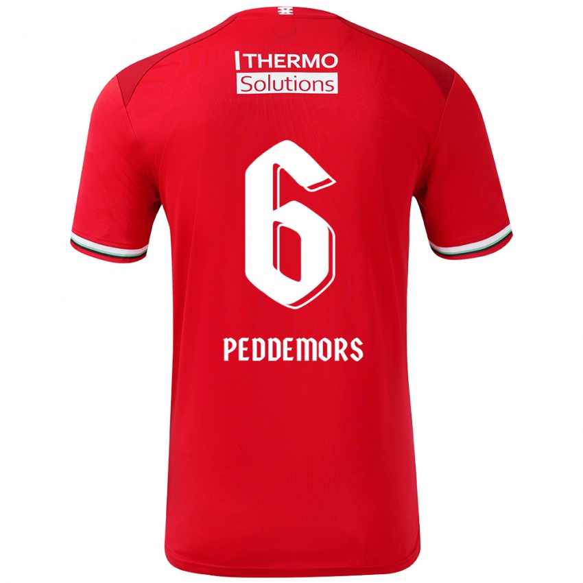 Enfant Maillot Ella Peddemors #6 Rouge Blanc Tenues Domicile 2024/25 T-Shirt Belgique