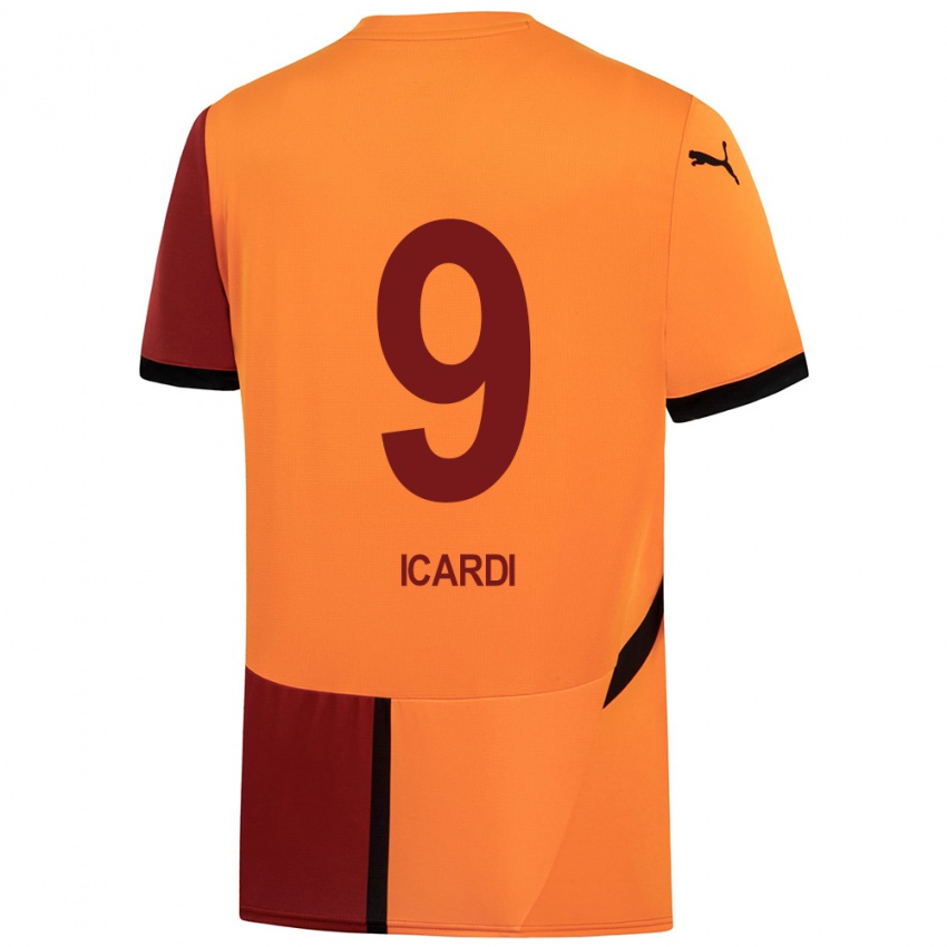 Kinderen Mauro Icardi #9 Geel Rood Thuisshirt Thuistenue 2024/25 T-Shirt België